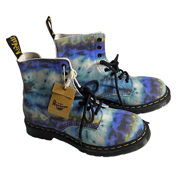 NWT Dr. Martens RARE Blue 8 - 1460 Pascal Summer Tie Dye Leather Lace Up Boots - Picture 3 of 12